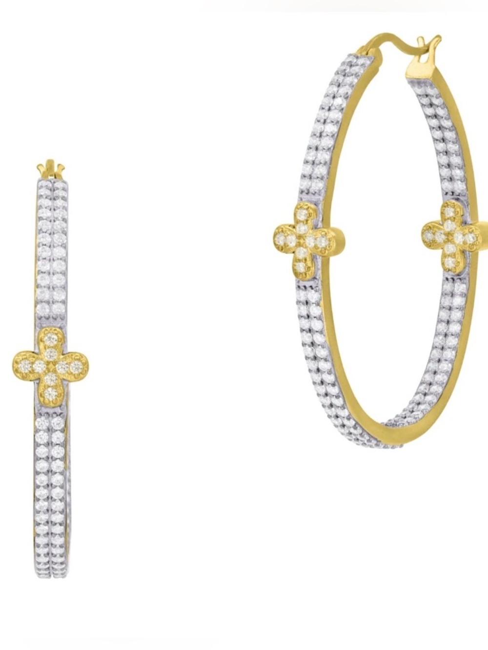 Freida Rothman Custom Pave Inside Outside Hoops